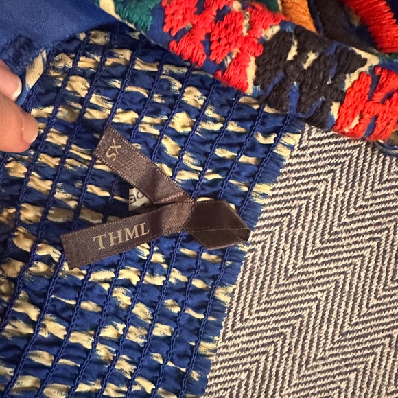 THML - Geographic Tribal Maxi Small Blue Diamond Boho Dress - Picture 3 of 5